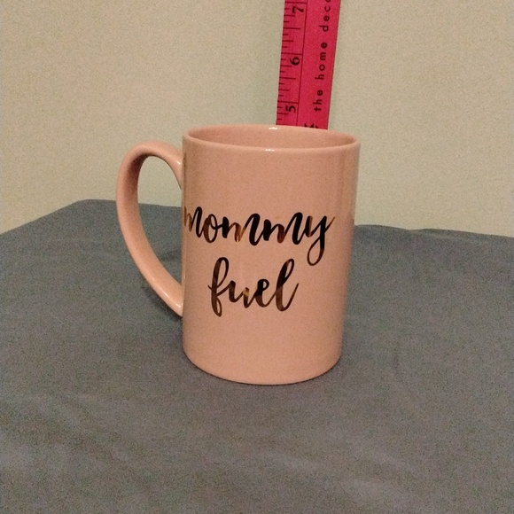 "Mommy Fuel" soft pink coffee mug with metallic gold graphic New! - Picture 2 of 5
